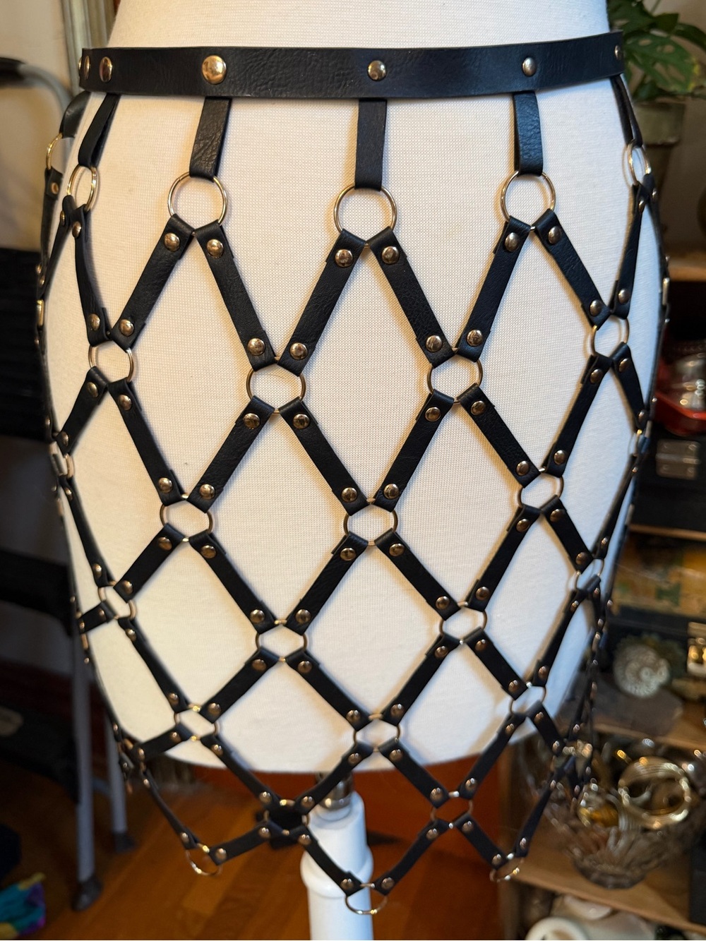 Black Faux Leather Ring Harness Cage Skirt/ Top Lattice Festival Gothic Punk